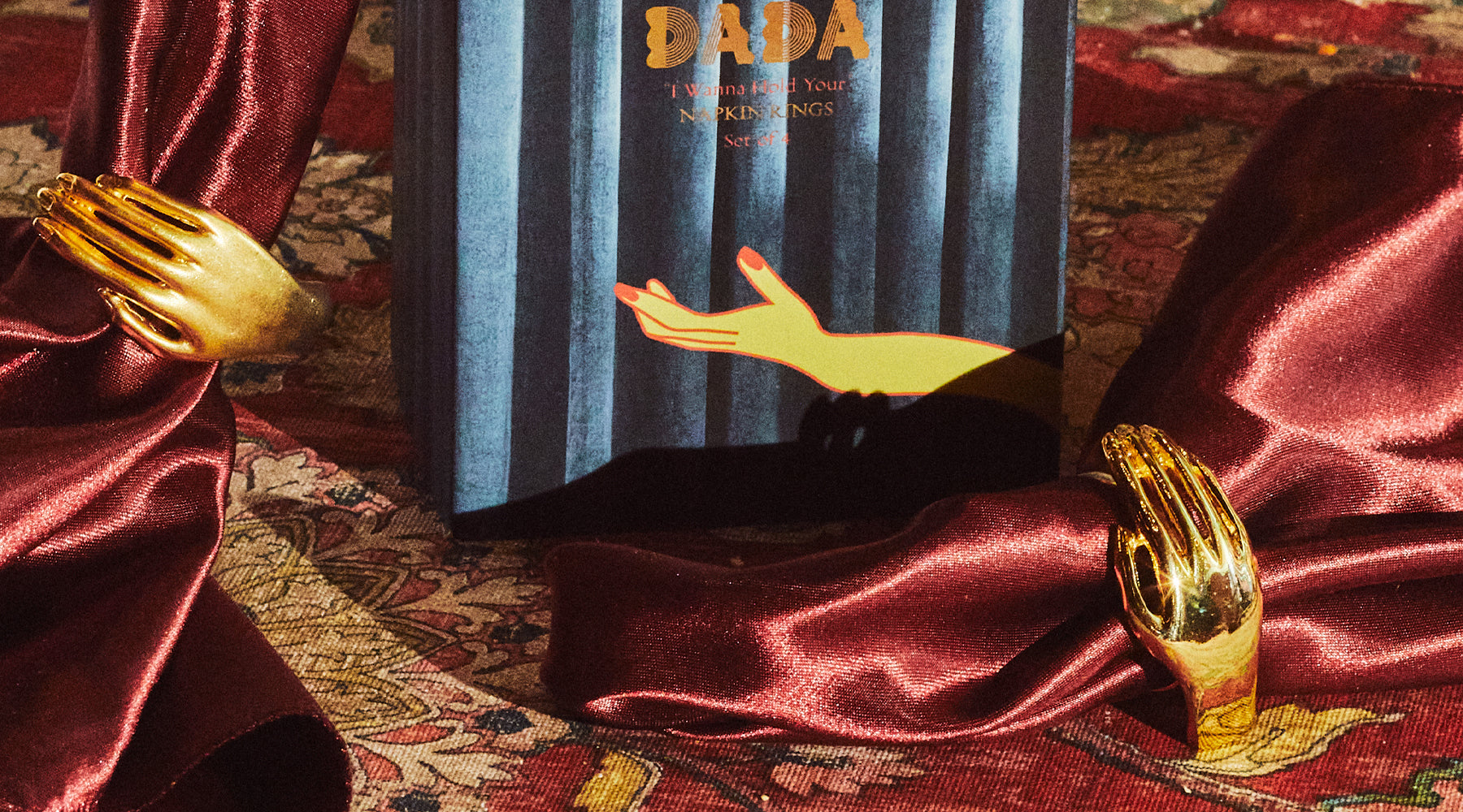 napkin, ring, hand, set, packaging, gold, brass, dada daily, make decadence a ritual